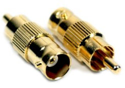 Gold RCA/Phono Plug to BNC Female Adapter - CCTV Video Camera DVR Converter Socket - Loops