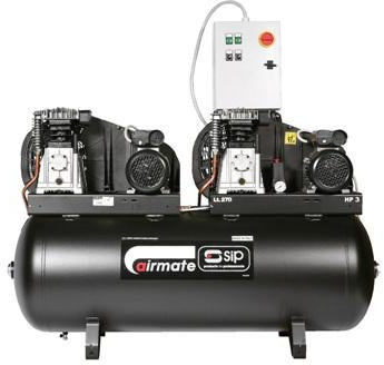 SIP Airmate B3800/270 Tandem Belt Drive Air Compressor, 230V 32A, 270L, 2 x 3hp / 2.2kW, 145psi / 10 Bar 32CFM