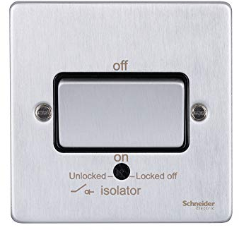 Schneider Electric GU1513BBC Ultimate Low Profile brushed chrome Black insert 1 gang TP isolator 10A plate switch