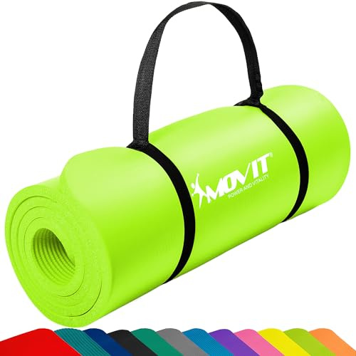 MOVIT® Gymnastikmatte – 3 Größen & 12 Farben, 10/15 mm, mit Tragegurt | Fitnessmatte extra dick aus NBR als Yogamatte für Yoga, Pilates & Gymnastik – hautfreundlich und rutschfest
