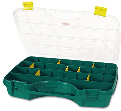 Tayg 024009 Etui mit beweglichen Trennwänden Nr Sortimentskasten 24-26/460 x 350 x 81 mm/bis zu 26 Fächer/grün-transparent