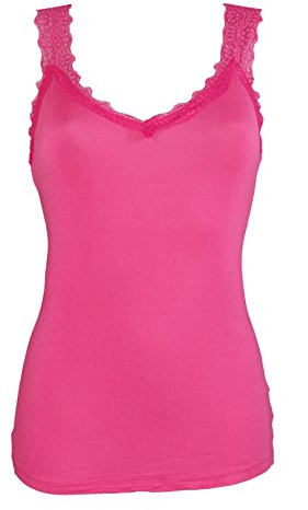 Miss Rouge Top, Débardeur à Bretelle Dentelle, Fuschia, Taille unique