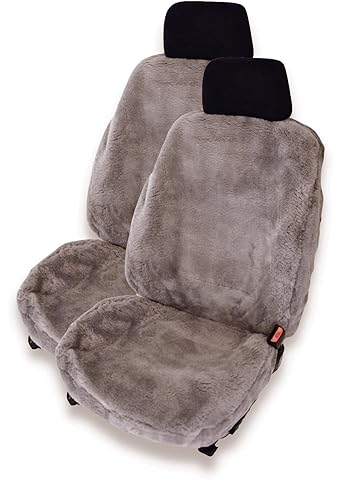 Leibersperger-Felle Autositzbezug/Autofell Premium aus hochwertigem Lammfell – 2 Stück – Universelle Passform – Geeignet für alle Jahreszeiten – Einfache Montage – Fellhöhe 18mm (Grau)