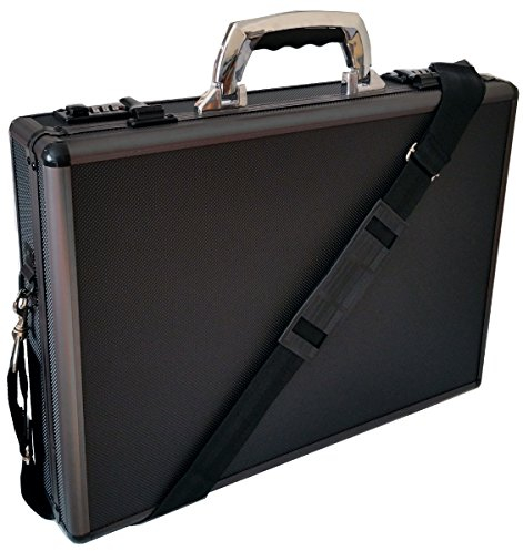 ESSENTIAL PRODUCTS Pro Aluminium Executive Laptop Padded Briefcase Attache Case Black/Gun Metal