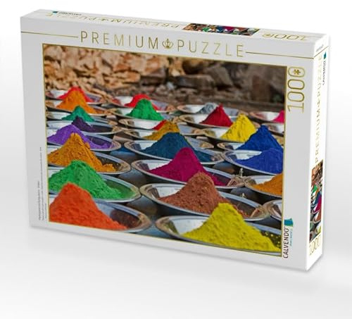 CALVENDO Puzzle Marktstand mit Farbpulvern - Indien | 1000 Teile Lege-Größe 64 x 48 cm Foto-Puzzle für glückliche Stunden