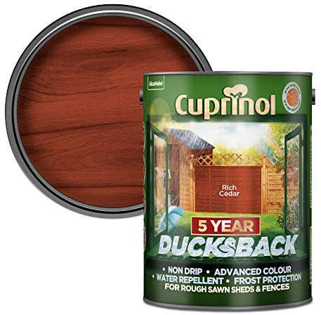 Cuprinol Ducksback 5 Year Waterproof for Sheds and Fences, 5 L - Rich Cedar