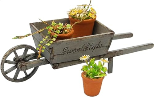 Flower pot 1/24 wooden wheelbarrow (Japan import / The package and the manual are written in Japanese)