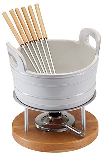 Kuhn Rikon Käsefondue Set, Edelstahl, rot, 4 x 4 x 15 cm, 7-Einheiten