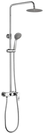 Kibath 400121 Column Single-Lever Can Extendable Tube Height Adjustable from 80 to 120 cm Hand Shower for Hydromassage and Round Sprayer. Guaranteed Spare Parts, Chrome Gloss