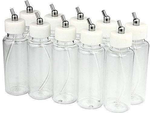 ABEST New 10PCS Airbrush Bottle Plastic Bottle Airbrush Jar 100cc Standard Suction Lid