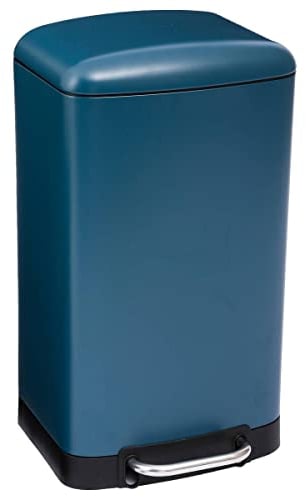 5 five simply smart Poubelle 30L en métal finition mate - Fermeture silencieuse - Large pédale - Coloris BLEU Pétrole