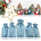 Ganzoo 24er Set Jutesäckchen für Adventskalender zum selbst befüllen, 17,5cm x 12,5cm, Jutebeutel, Stoffbeutel, Natur Säckchen, Geschenksäckchen, Sack, Beutel – (Hellblau)