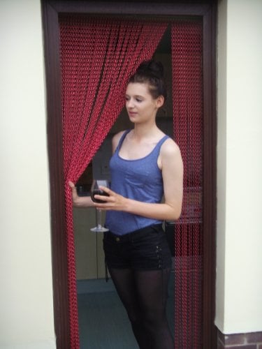 'ROJA' - ALL RED Premium Aluminium Chain Blind/Screen Blind/Insect Screen/Chain Screen/Fly Screen/Strip Blind/Bug Blind-UK Standard Door Size: 80cm