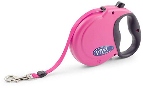 Ancol Viva Retractable 5m tape Lead Raspberry M