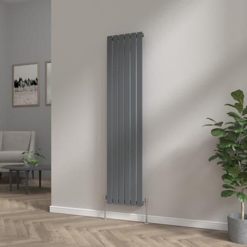 NRG Modern Vertical Upright Column Radiator Bathroom Central Heating Anthracite Flat Panel 1800x408mm - Single