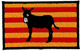 Akacha Patch/Aufnäher katalanische Flagge mit Esel, gestickt, zum Aufbügeln