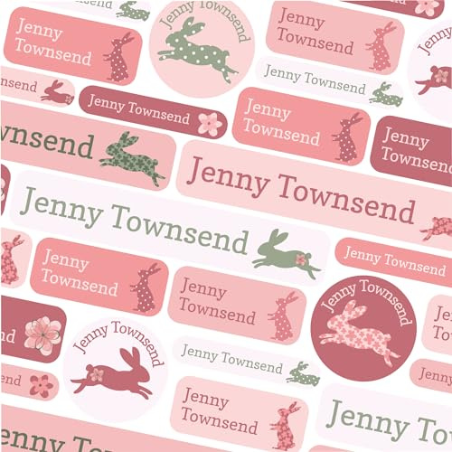 123 Name Labels for Kids No Iron Name Tags for Clothes Name Stickers for Water Bottles, School Uniform, School, Nursery, Care Homes, Washable and Dishwasher Safe for Children (Bunny)