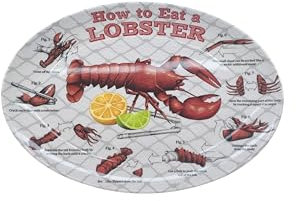 CTS 4 Lobster Plates Oval Plastic How to EAT Lobster Diagram