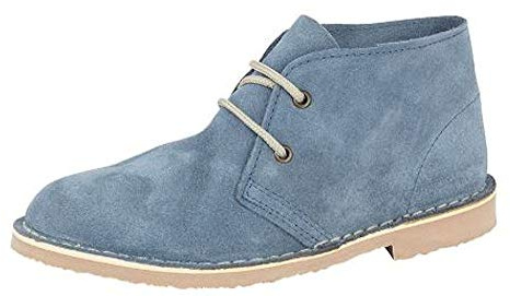 Roamers Ladies 2 Eyelet Suede Desert Boots (3, Denim Blue)