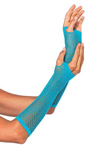 Leg Avenue Damen Triangle Net Fingerless Gloves Exotisches Bekleidungszubehör, Neon Blau, O/S