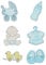 6 TLG. Set Sticker/Aufkleber aus Holz - Baby mit Glitzer für Jungen - auch als Streumotiv - zur Geburt Kinderwagen Babyflasche Schnuller Babymotiv Taufe BAB..