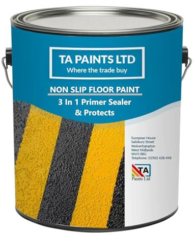 T A Paints Ltd Non Slip Floor Paint Multi Surface Concrete Brick Stone Wood Metal Floors Workshops Factory Steps Showroom Garage Floors (1L White)