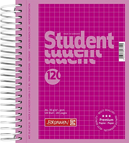BRUNNEN Collegeblock Premium Student Colour Code | A6, kariert, 120 Blatt, pink