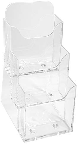 Exacompta 73158D Tischprospekthalter Exacyrl für 10 x 21 cm aus robustem Acryl 3 Stufen gefertigt aus einem Guss kristall ideal für Schreibtisch und Büro Verkaufsbüro Flyerhalter