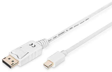 DIGITUS Câble adaptateur DisplayPort - mini DP vers DP - UHD 4K/60Hz - 1m - Verrouillage - Displayport 1.1a - Compatible avec MacBook, Mac, PC