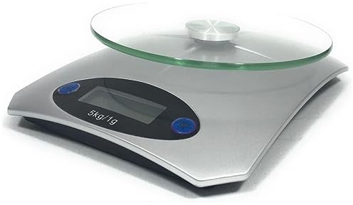 Haushalt digitale Küchenwaage rund, 5kg, Glasplatte