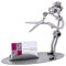 STEEMO Schraubenmännchen Friseur Visitenkarten-Halter Geschenk Metall-Deko 21x6x18 cm
