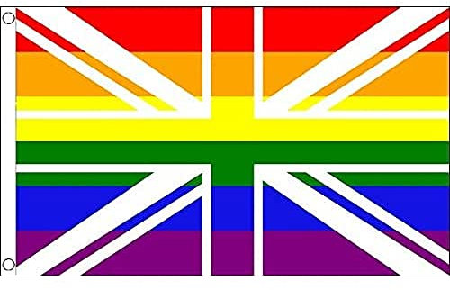 AZ FLAG - Flagge Vereinigtes Königreich Regenbogen - 150x90 cm - Schwul Britische Fahne 100% Polyester mit Messing-Ösen - 110g