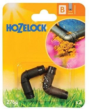 Hozelock HOZ2766 90 Degree Elbow Connector, 13 mm - Pack of 2,Black