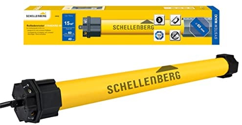 Schellenberg 20640 Rolladenmotor MAXI Standard 40 Nm, mechanische Endlageneinstellung, Rohrmotor für 60 mm Welle, bis 15 m² Rollladenfläche, Set inkl. Wandlager