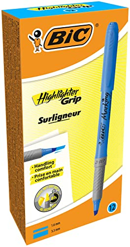 Bic Brite Liner Grip Textmarker, Blau, 12 Stück 12er-Packung blau