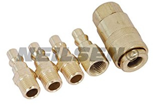 5 PIECE FULL BRASS AIR COUPLER SET