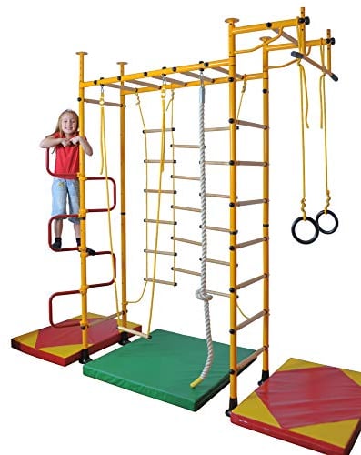 NiroSport Sprossenwand M3 Klettergerüst Indoor für Kinder in Blau Indoor Sprossenwand für Kinderzimmer leicht montierbare Kletterwand Turnwand für max. Belastung bis 130 kg
