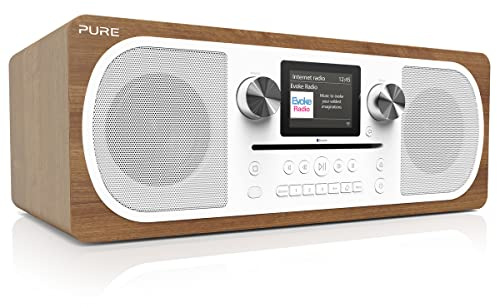 Pure Evoke C-F6 All-in-One Stereo DAB/DAB+/FM Digital Radio and Internet Radio – Internet/DAB Radio with CD Player, Bluetooth Music Streaming and Spotify Connect - Walnut