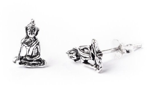 81stgeneration Ohrstecker aus 925er Silber mit Sitzendem Buddha für Damen | Winzige Skulptur Sterling Silber Ohrstecker | Buddhistischer Meditationsschmuck | Symbolisches Spirituelles Yoga-Geschenk