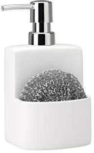 ANDREA HOUSE Dispensador de poliresina con Estropajo Color Blanco