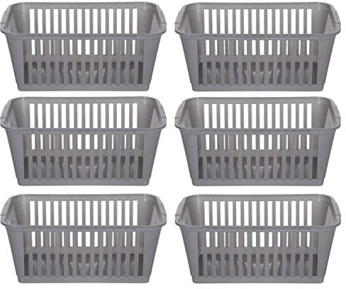 25 cm Silver Plastic Handy Basket Storage Basket - Pack of 6