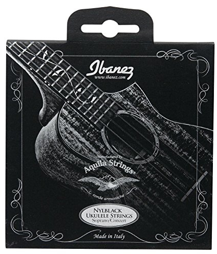 Ibanez NBUKS4 - Corde per ukulele, Aquila, 024-026, soprano, da concerno, in nylon, nero