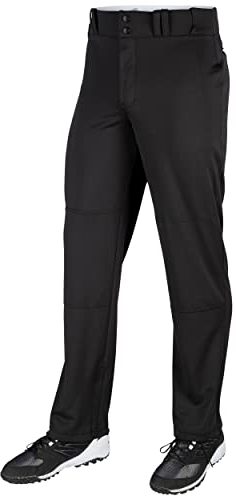 CHAMPRO Jungen Youth Triple Crown Open Bottom Hose, Jungen, Baseballhose mit DREI Kronen, offener Unterseite, Triple Crown Open Bottom Youth Baseball Pants, schwarz, Large
