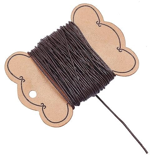 PandaHall Elite 1 Roll Cordon de Cuero de Vaca, de Cuero Joyas Joyeria DIY Making Material, Cordón Redondo, marrón Oscuro, 1.5mm