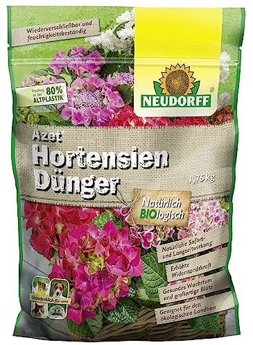 Neudorff Azet HortensienDünger – Bio Hortensiendünger mit 100 Tagen Langzeitwirkung sorgt für farbintensive Hortensien, Kamelien und Bougainvillen, 1,75 kg