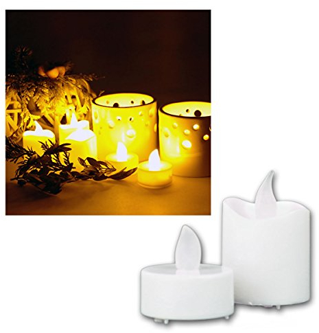 Best Season LED-Kerzenset, 16-teilig, 6 Kerzen und 10 Teelichte inklusive Batterien, Blisterpackung, weiß 067-32
