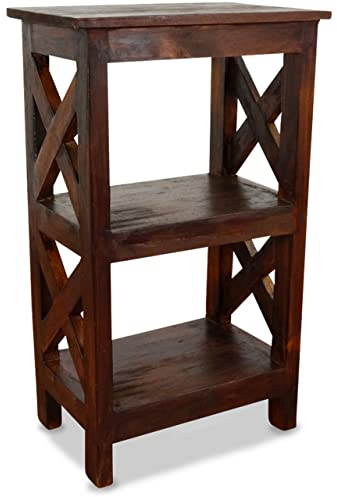 livasia Standregal Holz – 35x25x60cm – vielseitiges Bücherregal aus Bali, handgefertigt, Nachhaltiges Albiziaholz, hochwertige Qualität, Vintage Look (Braun)