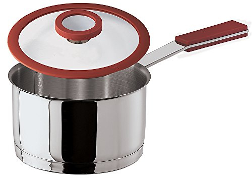 Sambonet 12 O'Clock Casseruola Alta 1 Manico, con Coperchio, Acciaio Inossidabile, Rosso, 14 cm, 2 unità