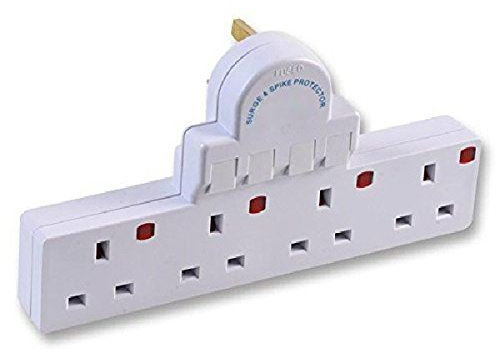 TheBigShip® 4 Way Adaptor Switched Surge Protection Cable Free Socket With Neon Indicator