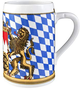 Seltmann Weiden 001.617235 Zusatzsort Bayern Bierkrug ohne Deckel 0,75 L, Blau/Weiß/Beige/Rot